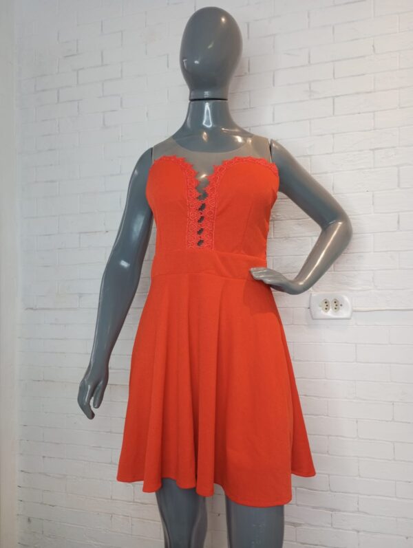 Vestido de Festa laranja Lindissimo com Bojo  Tamanho unico veste P/M